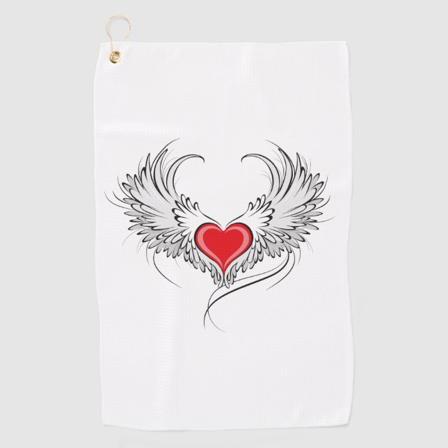 Serviette De Golf Red Angel Coeur avec ailes (Devant)