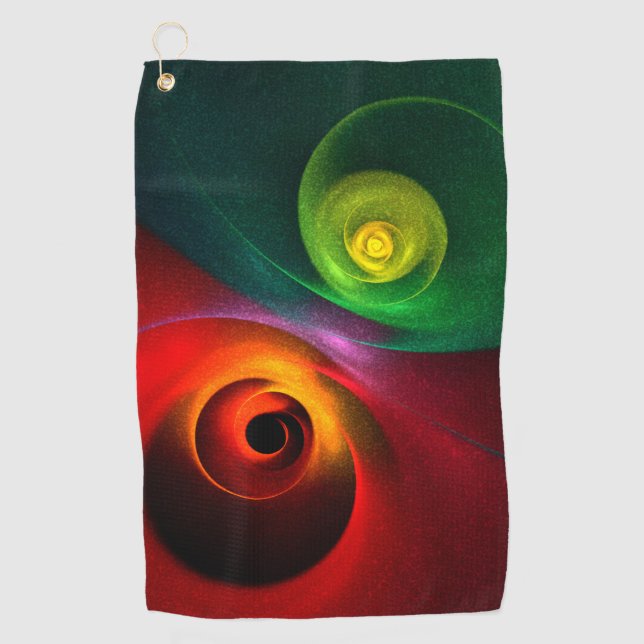 Serviette De Golf Red Green Yin Yang Moderne Motif d'art Abstrait #2 (Devant)