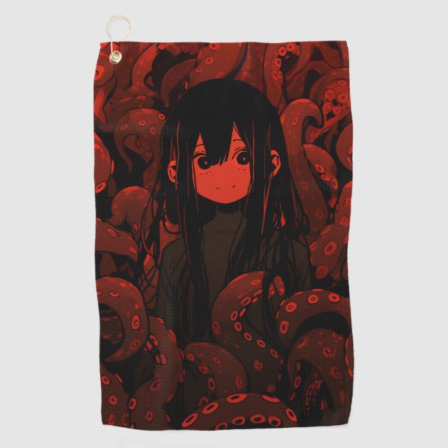 Serviette De Golf Red Tentacle Horror Anime Girl (Devant)
