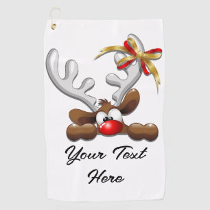Serviette De Golf Reindeer Puzzled drôle Caractère de Noël