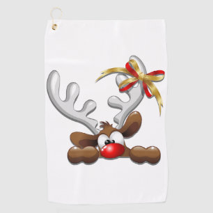 Serviette De Golf Reindeer Puzzled drôle Caractère de Noël