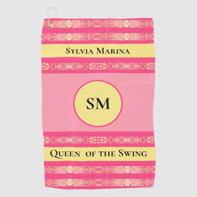 Serviette De Golf Reine du Swing Rose  (Devant)