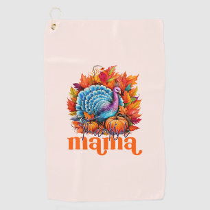 Serviette De Golf Remerciements Mama Turquie et l'automne quittent l