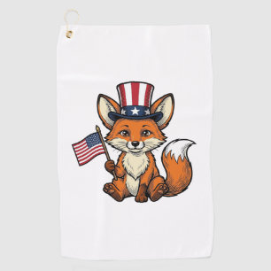 Serviette De Golf Renard Patriotique Vintage Gravure Chemise Design_