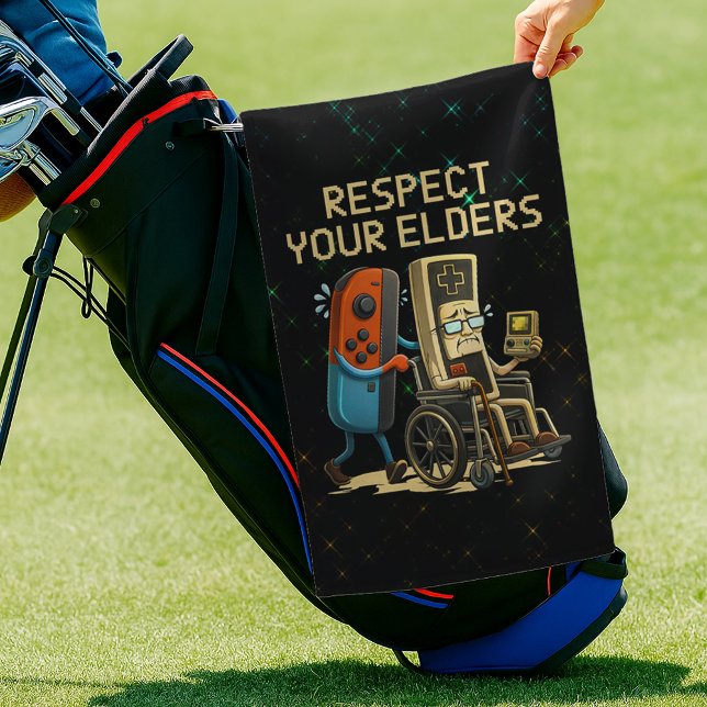 Serviette De Golf Respect Your Elders Gaming Control Retro Funny (Créateur téléchargé)
