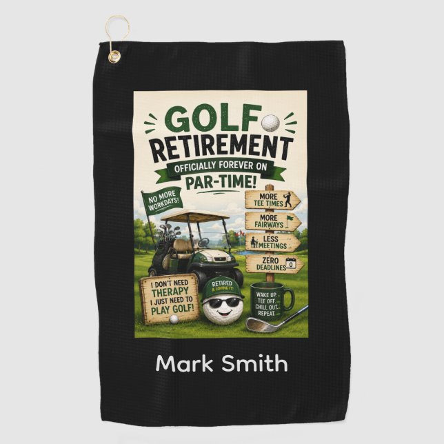 Serviette De Golf RETRAITE DE GOLF pour golfeur sur gazon vert (Devant)
