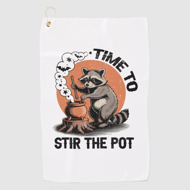 Serviette De Golf Retro Halloween Feral Time to Stir Pot (Devant)
