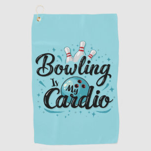 Serviette De Golf Retro Neon "Bowling Is My Cardio" Funny Bowling