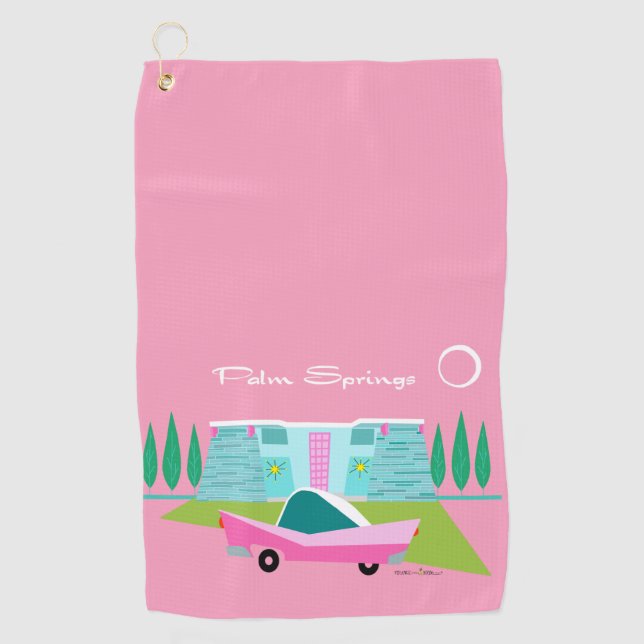  Serviette de golf Retro Pink Palm Springs (Devant)