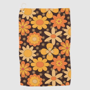 Serviette De Golf Retro Super motif floral jaune et orange