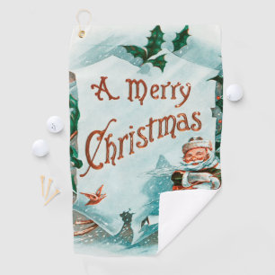 Serviette De Golf Retro Vintage Noël Cool Père Noël Salutation