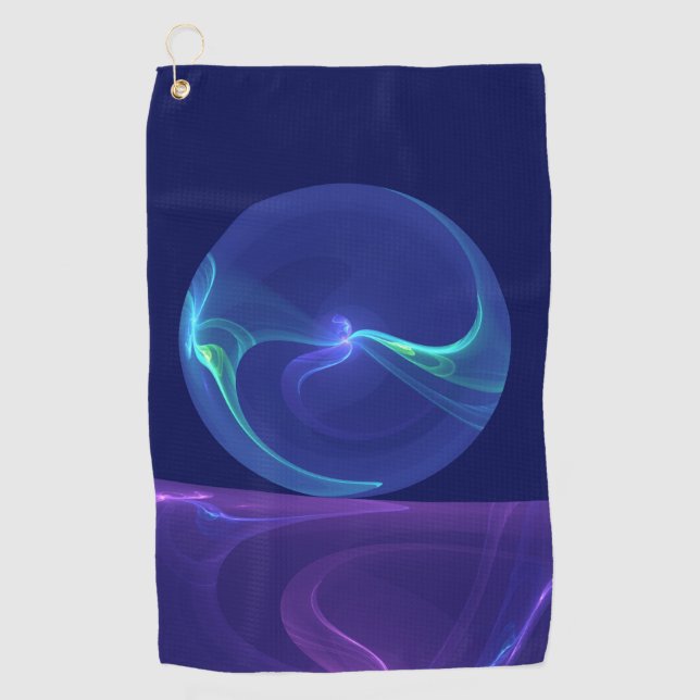 Serviette De Golf Rêve Violet Bleu Lumineux Art Fractal Abstrait (Devant)