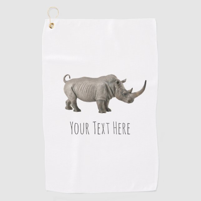 Serviette De Golf Rhinoceros Illustration Rhino message personnalisé (Devant)