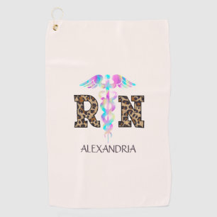 Serviette De Golf "RN" en Empreinte de léopard - Logo Médicale color