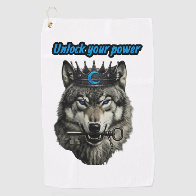 Serviette De Golf roi loup libère ton pouvoir (Devant)