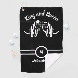 Serviette De Golf Rois blancs et reines Lion noir Lion et lionne