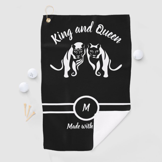 Serviette De Golf Rois blancs et reines Lion noir Lion et lionne (En situation)