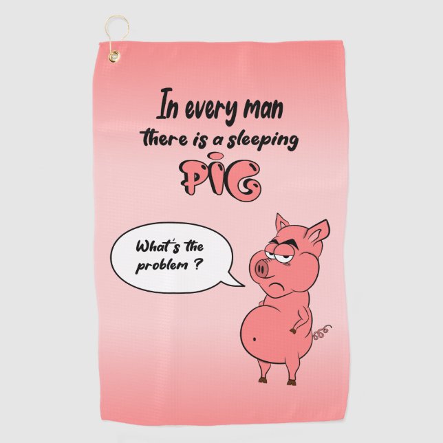 Serviette De Golf Ronchon le cochon (Devant)