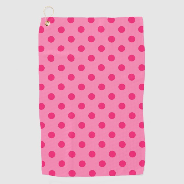 Serviette De Golf Rose Chaud Sur Pois Rose Design Motif (Devant)