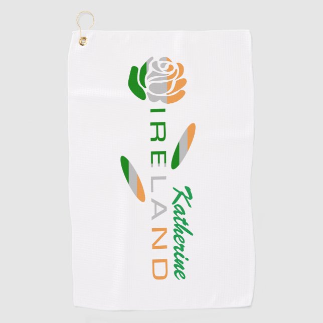 Serviette De Golf Rose du drapeau irlandais personnalisé (Devant)