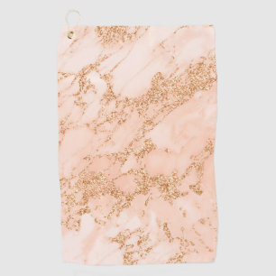 Serviette De Golf Rose en marbre parties scintillant d'or abstrait