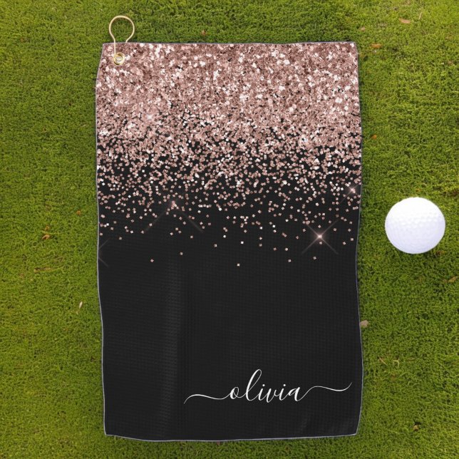Serviette De Golf Rose Gold Blush Pink Parties scintillant Girl Mono (Créateur téléchargé)