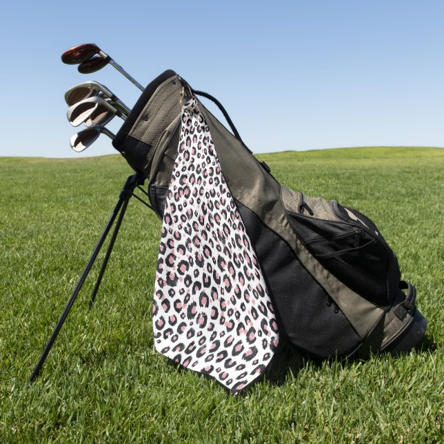 Serviette De Golf Rose Gold Élégant Motif Léopard Noir (Vert)