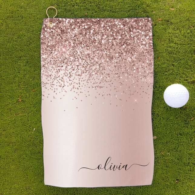 Serviette De Golf Rose Gold - Parties scintillant rose pâle Nom du m (Créateur téléchargé)