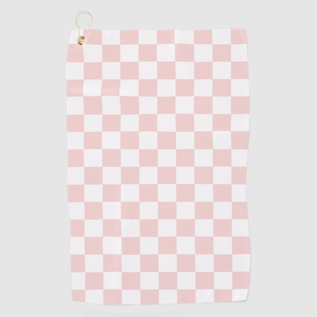 Serviette De Golf Rose Pâle et Blanc à Carreaux (Devant)