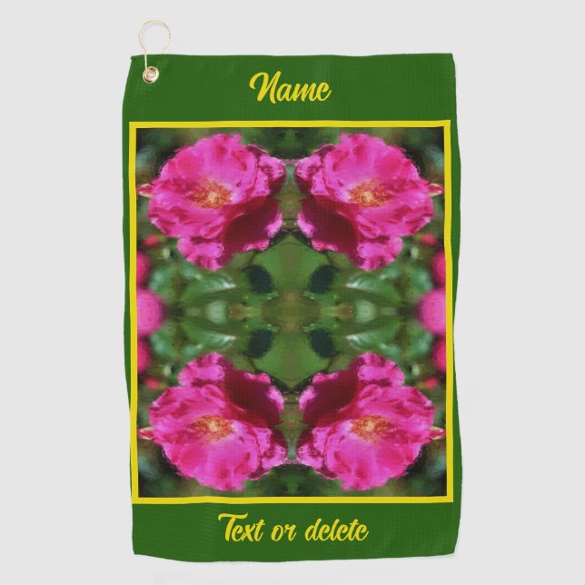 Serviette De Golf Rose rose peinture Abstraite Fleur personnalisée (Devant)