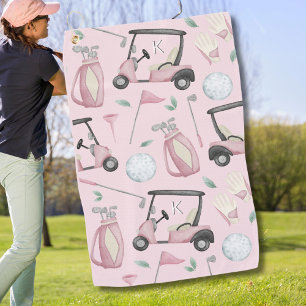 Serviette De Golf Rose Stylé Feminine Golf Design Personnalisé Monog