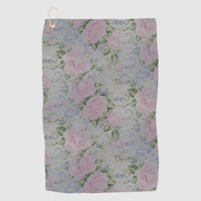 Serviette De Golf Roses floraux roses Vintages (Devant)