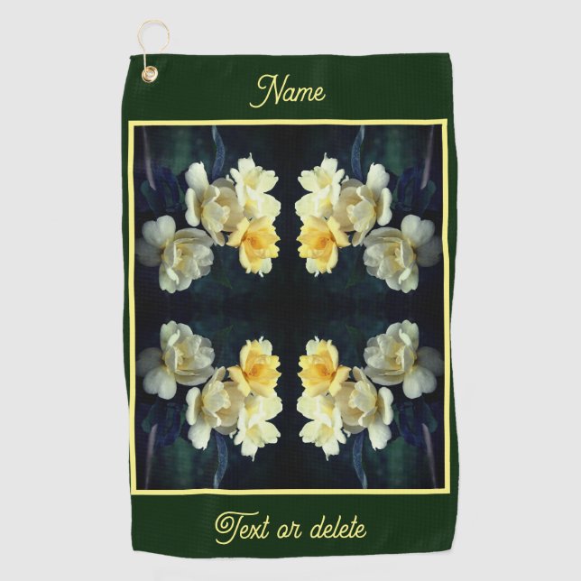 Serviette De Golf Roses jaunes florissantes Abstraites personnalisée (Devant)