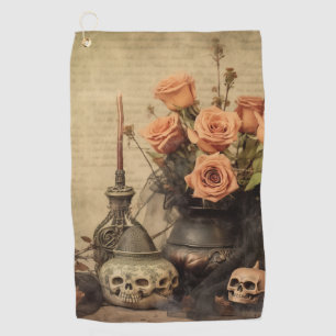 Serviette De Golf Roses Macabres Vintage Crânes Sépia