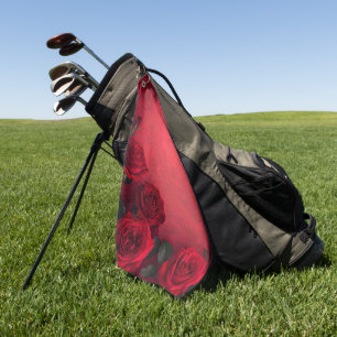 Serviette De Golf Roses Rouges Vintage Nom Personnalisé