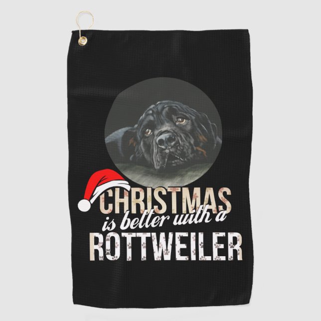 Serviette De Golf Rottweiler - Noël est meilleur avec Rottweiler (Devant)