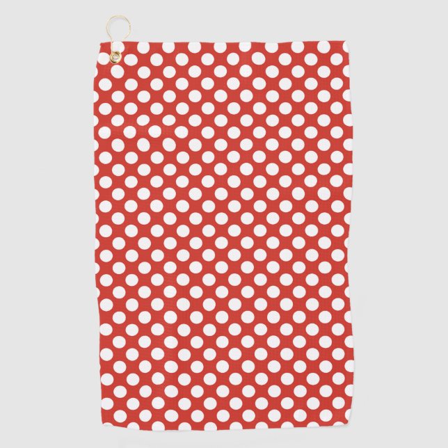 Serviette De Golf Rouge Blanc Classique À pois (Devant)