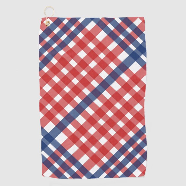 Serviette De Golf Rouge blanc et bleu En vichy plaid (Devant)