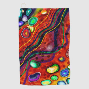 Serviette De Golf Rouge, Bleu, Cuivre, Violet, Vert Abstrait