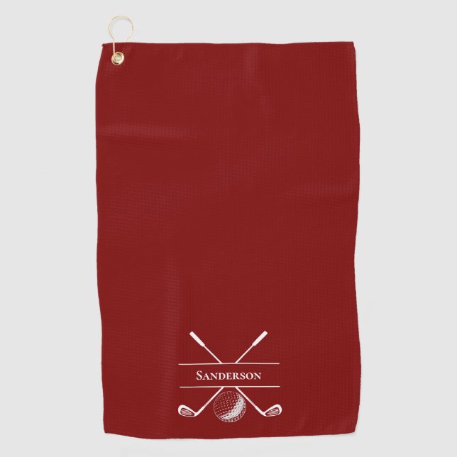 Serviette De Golf Rouge Bourgogne personnalisé (Devant)