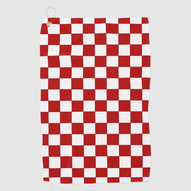Serviette De Golf Rouge et Blanc à Carreaux  (Devant)