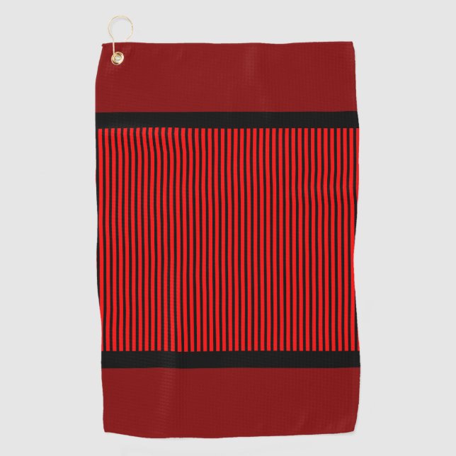Serviette De Golf Rouge Et Noir (Devant)