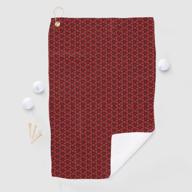 Serviette De Golf Rouge et noir Floral Show Golf Serviette (En situation)