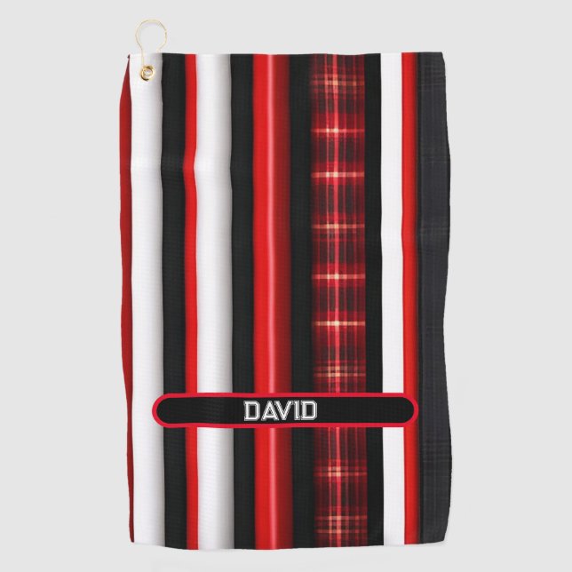Serviette De Golf Rouge Noir Abstrait Plaid Collection tendance (Devant)