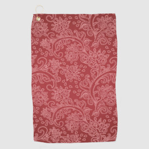 Serviette De Golf Rouge Paisley Damassé Designer Floral Vintage Clas