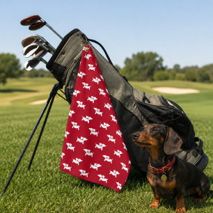 Serviette de golf rouge pour teckel Cadeau de golf