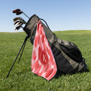 Serviette De Golf Rouge rose Abstrait brosses Motif Monogramme