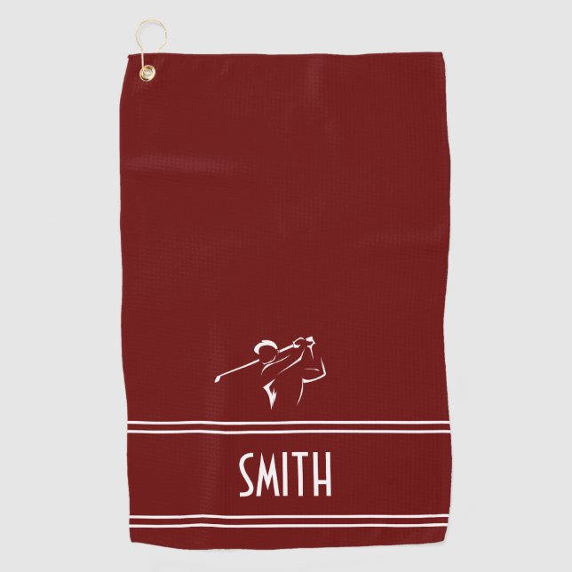 Serviette De Golf Rouge simple Golfeur (Devant)