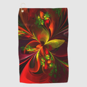 Serviette De Golf Rouge vert moderne Floral Abstrait Art Motif #05