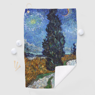 Serviette De Golf Route avec cyprès de Van Gogh Impressionnisme